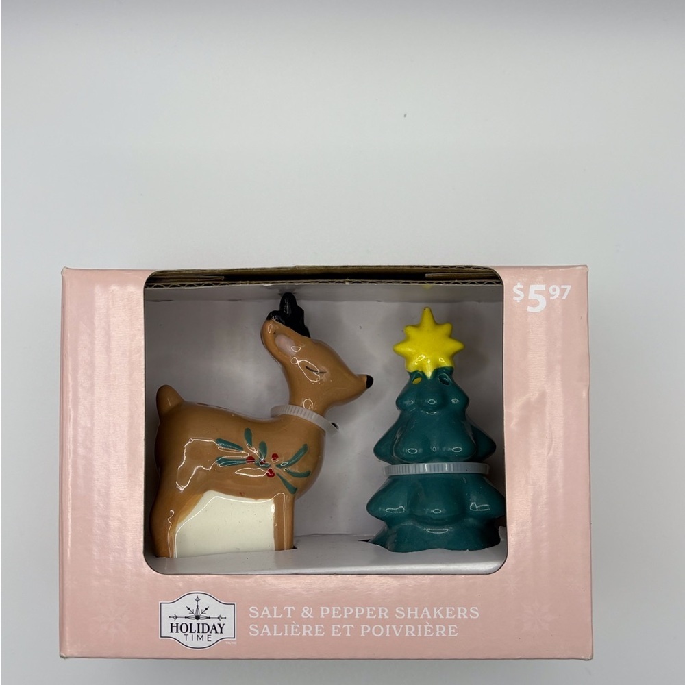 Holiday Time Festive Reindeer and Tree Shakers - Brown and Green